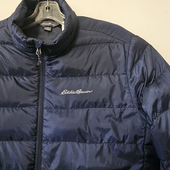 Eddie Bauer EB650 Down Puffer Jacket Mens Size Large Blue Full Zip Coat Outdoors - Picture 4 of 9